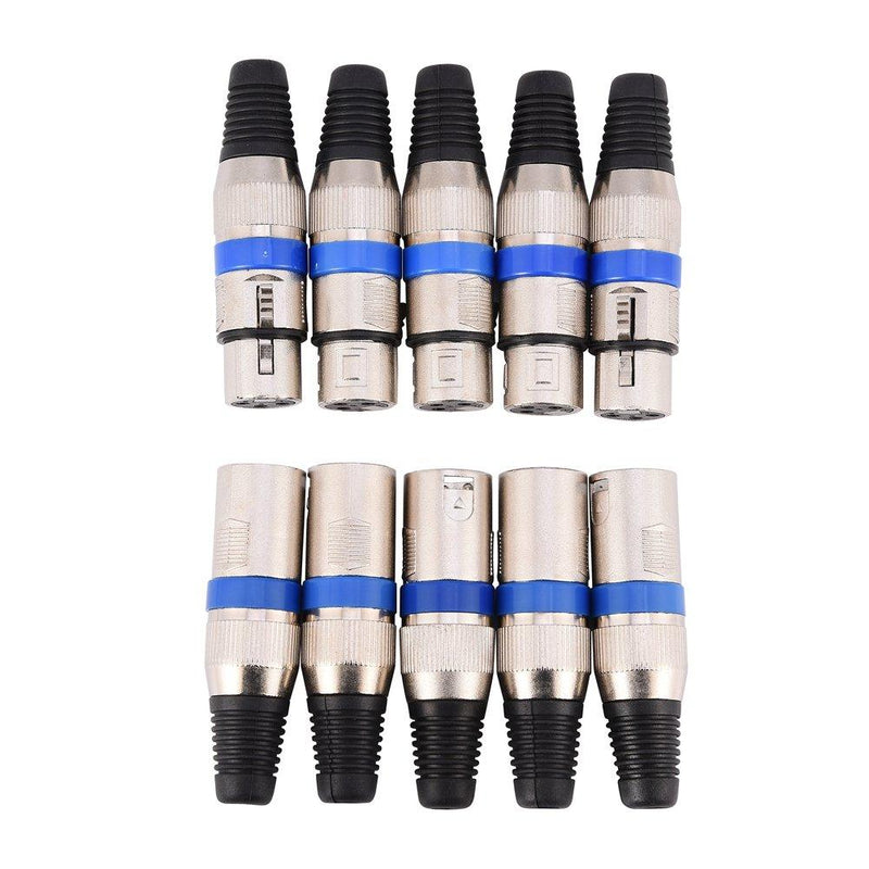 Neufday-5 Pairs 3-Pin XLR Mic Microphone Audio Connector Male Plug + Female Socket, New Year's Gifts