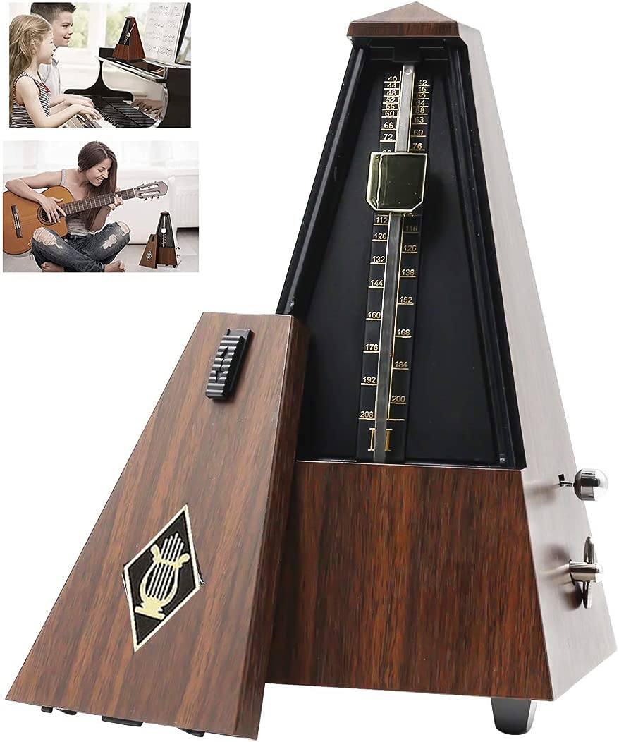 Summer-Spider Antique Mechanical Metronome, Imitation Peach Wood Pattern Appearance Music Timer for Piano Guitar Violin Musical Instrument