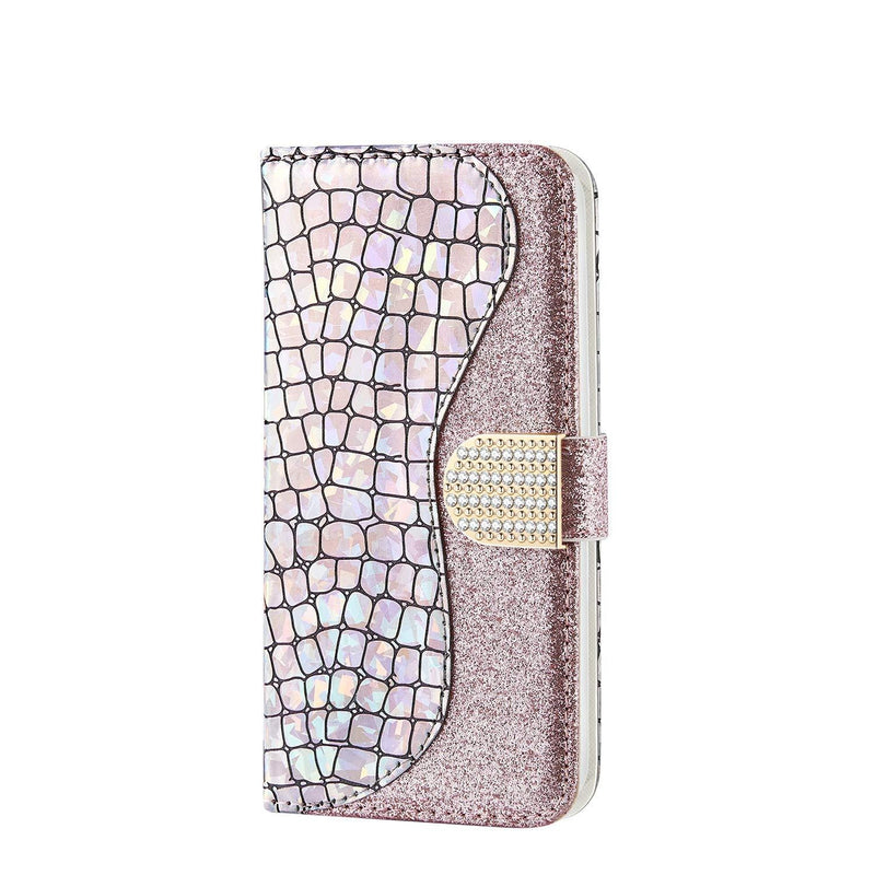 iPhone 11 Pro 5.8 inch Case,Premium Bling Glitter Flip Wallet Cover Snake-grain Leather Design for Girls Lady with Stand Magnetic Closure Card Slots Phone Cases for iPhone 11 Pro 5.8 inch Silver
