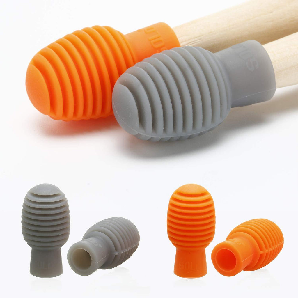 4 Pieces Drum Mute Drum Dampener Silicone Drumstick Silent Practice Tips Percussion Accessory Mute Replacement Musical Instruments Accessory (Orange and Grey) Orange and Grey