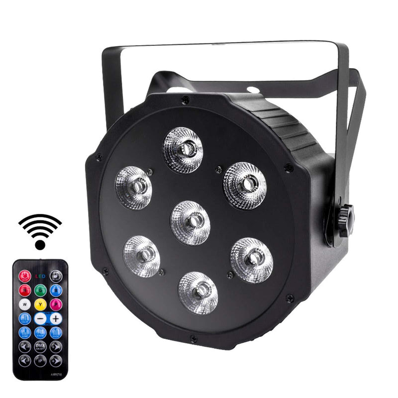 UKing Stage Lights 7 LED Par Can DMX Lights RGBW with Wireless Remote Strobe Light 8 Lighting Modes Great for DJ Disco Wedding Party 1pcs