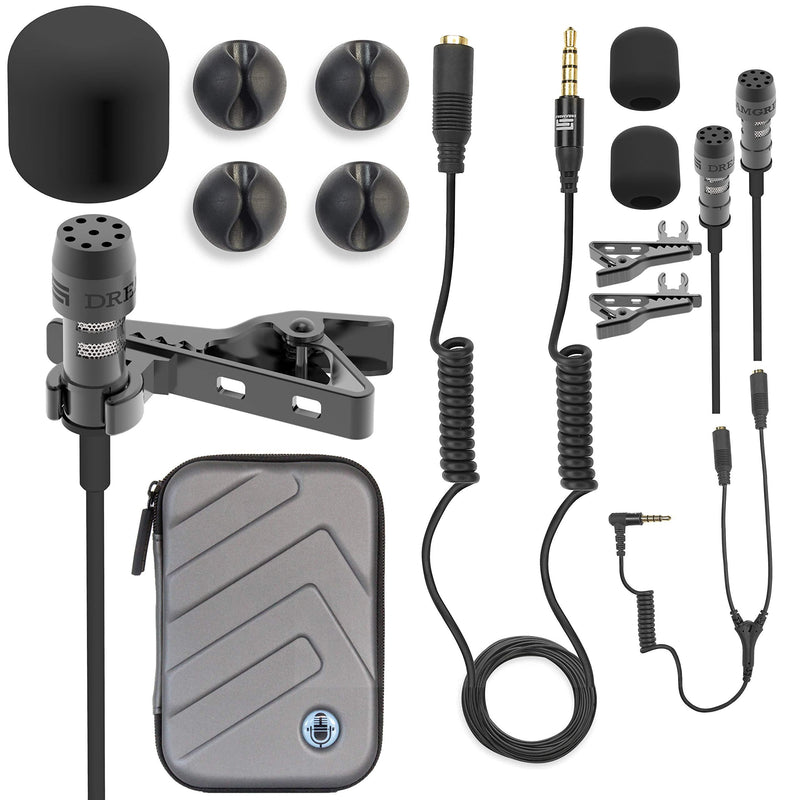 [AUSTRALIA] - 2HD Lavalier Lapel Microphone Full Accessories Pack DREAMGRIP LAV PRO for iPhone, Samsung, Any Other Phones with Extensions, Invisible Mic Holders & More, Best Studio-Quality Sound Kit for Youtubers 