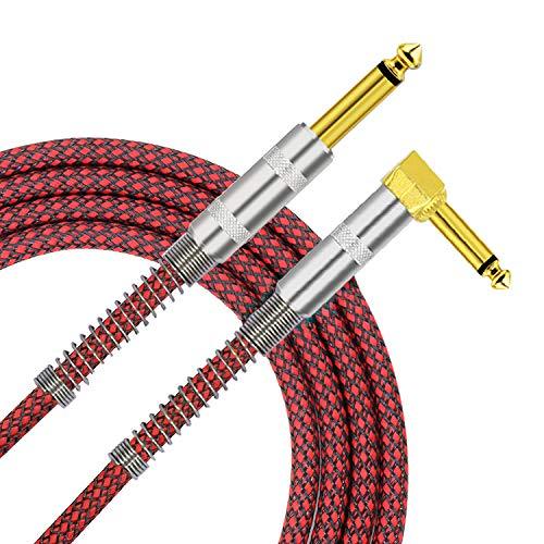 COLICOLY Guitar Cable 1/4 inch Straight to Right Angle Bass Instrument Cord- 3M