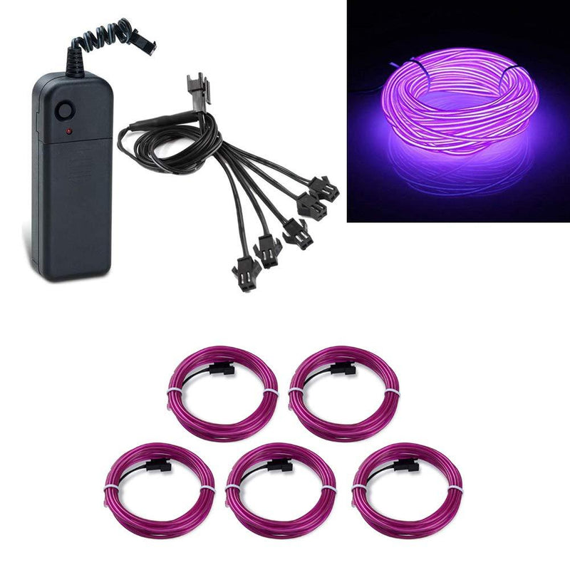 El Wire 5x1meter Tube Rope Battery Powered Flexible Portable Light Neon Tube Illumination Electroluminescent Wires High Brightness for Xmas Party Decoration(Purple) Purple
