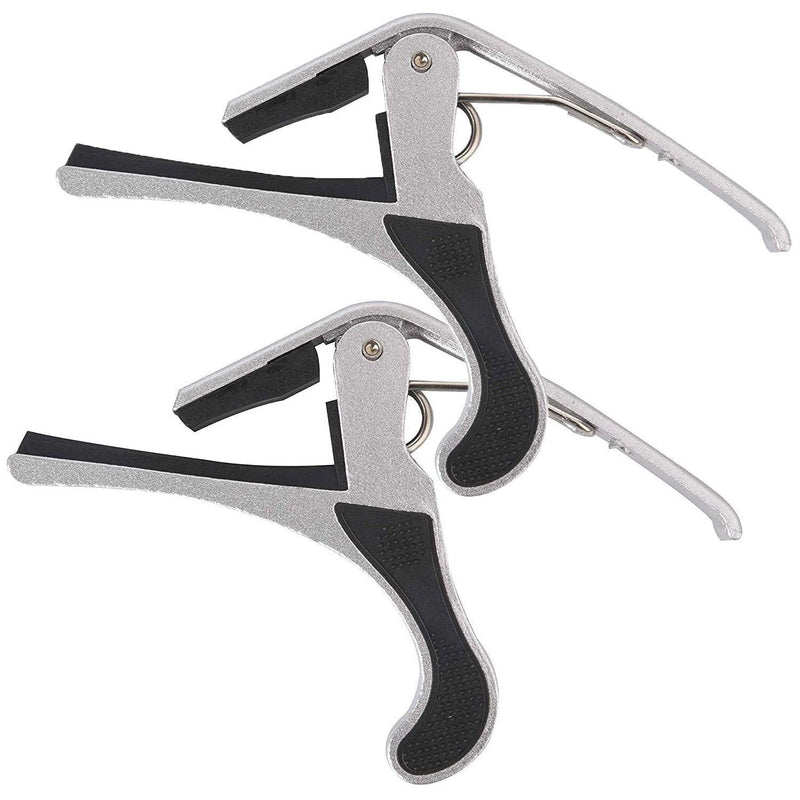 INTVN 2 Pcs Guitar Capo, Electric Guitar, Bass, Ukulele Single-handed for Acoustic Electric Classical Ukulele, Silver