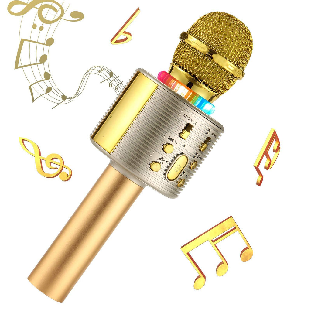 Wireless Karaoke Machine for Party Singing，Karaoke Microphones for Kids Compatible with Android and iOS Device for Home KTV Outdoor，18th Birthday Gifts For Girls (gold) gold