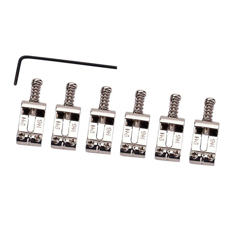 Healifty Roller Bridge Tremolo Saddles with Wrench Replacement for Fender Strat Tele Electric Guitar 6pcs (Silver)
