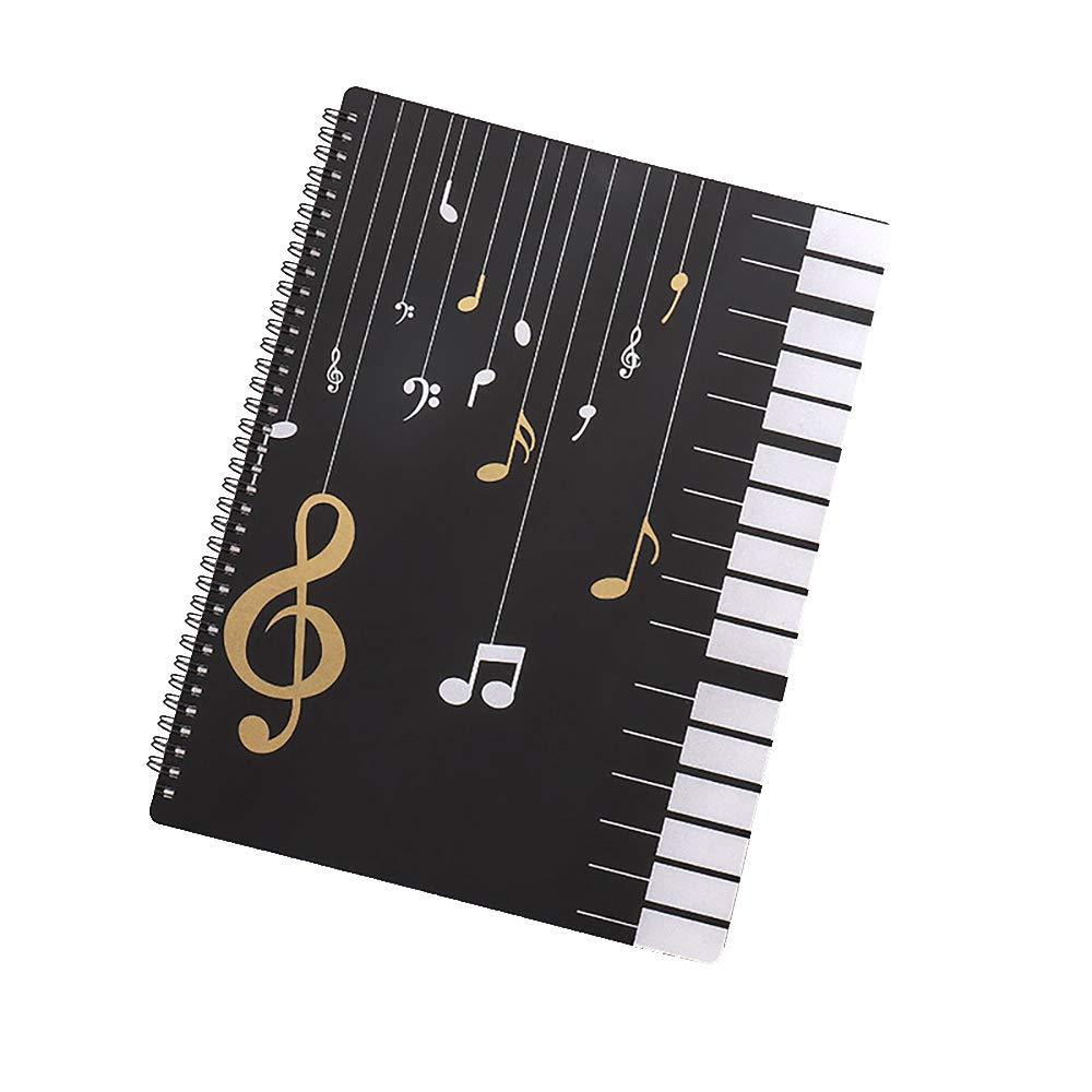 DEDC Music Sheet File Paper Documents Storage Folder Holder, Band Folder, Folder for Musicians, Writable, A4 Size, 30 Sleeves, 60 Pages (Elegant keyboard) Elegant keyboard