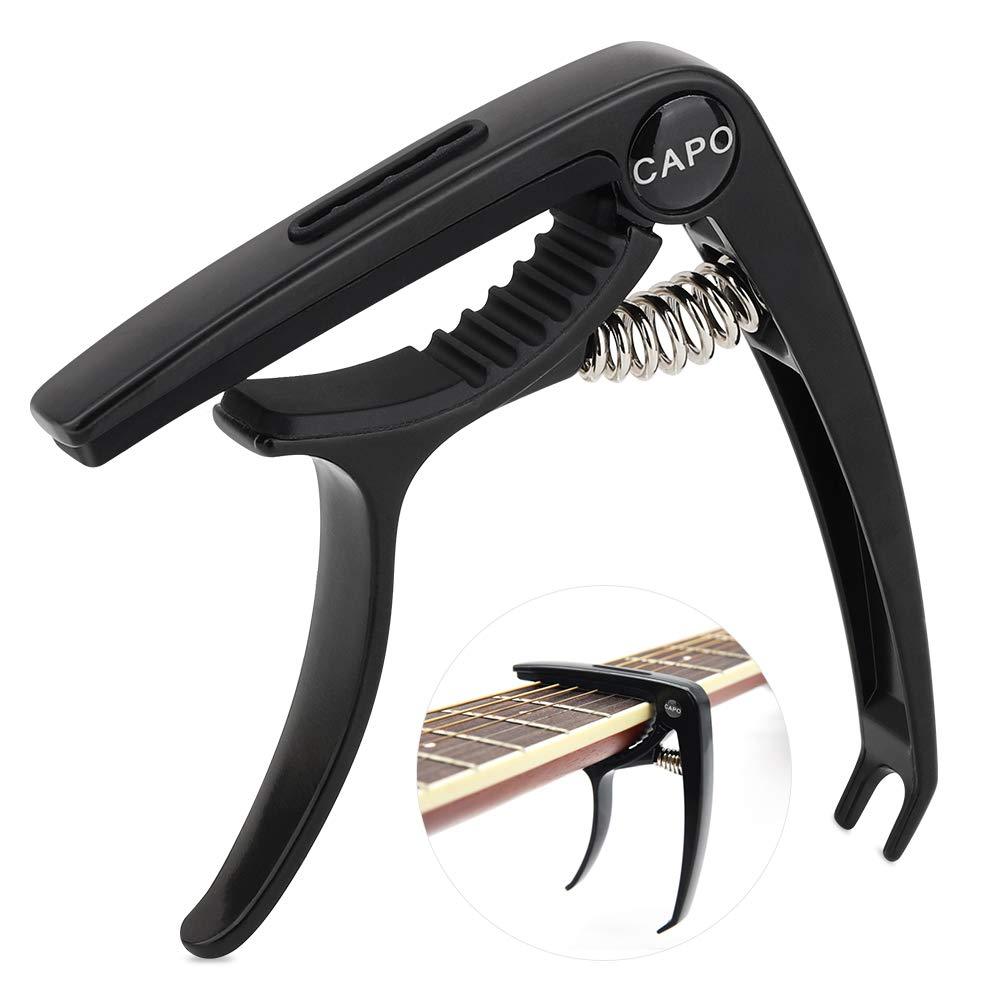 Guitar Capo, hicoosee Universal Quick Release Trigger with Bridge Pin Puller Alloy Quick Change Capo Universal for Guitar Electric Guitar Ukulele Bass Banjo