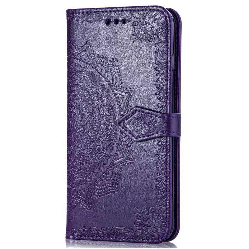 Samsung Galaxy A51 Case Shockproof PU Leather Flip Wallet Phone Cases Mandala Folio Slim Fit Magnetic Protective Cover Soft TPU Bumper with Stand Card Holder Slots for Samsung Galaxy A51 Purple