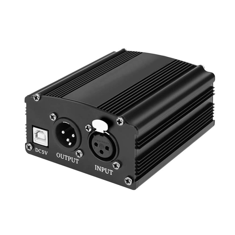 Healifty Phantom Power Supply 48V DC Durable 5V USB Power Supply Recording Equipment for Broadcasting Mic Condenser (Black) Black