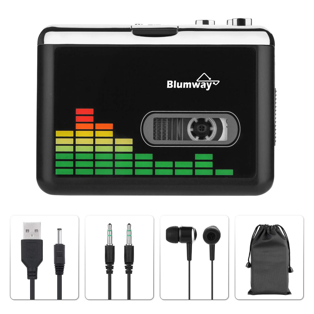 BlumWay Cassette to MP3 converter, portable cassette player via USB Drive, digital cassette converter Audio Music Tape to MP3 Converter Player with Earphone, No Need Computer PC000249