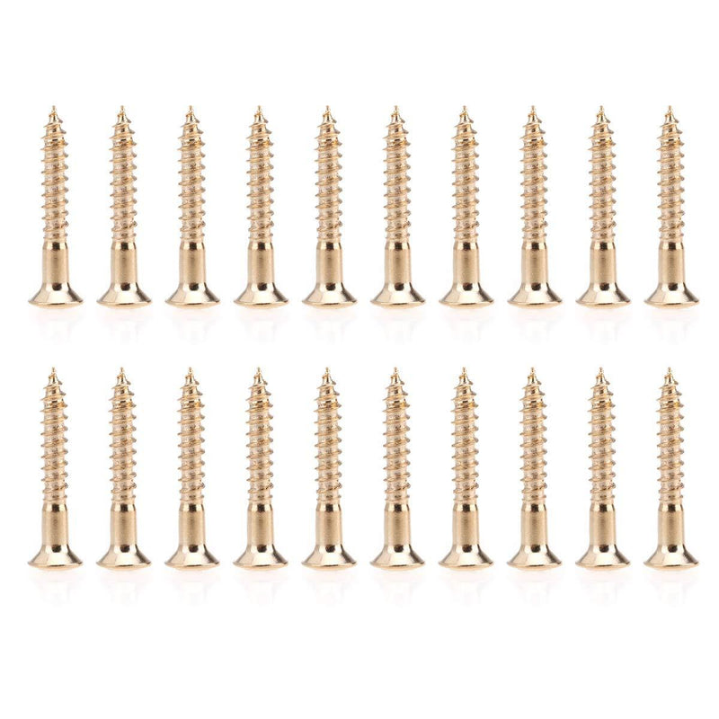 Musiclily Pro 3.5x25mm Guitar Bass Bridge Countersunk Mounting Screws,Gold (Set of 20) Gold