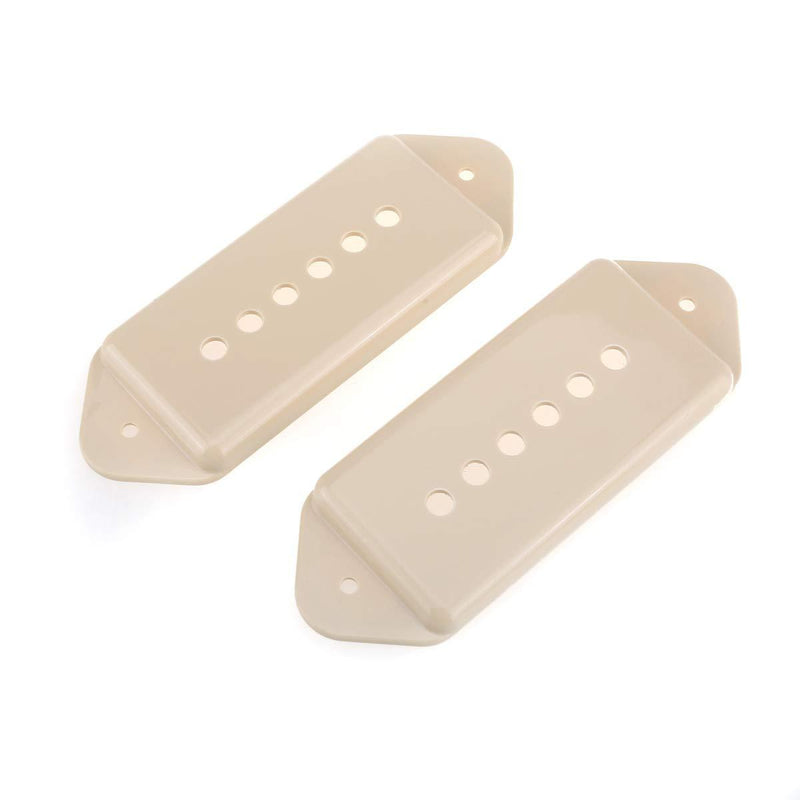 Musiclily Pro 49.2mm P90 Dog Ear Short/Low Neck Position Pickup Covers for USA Les Paul/Vintage Style Epiphone, Cream (Set of 2)