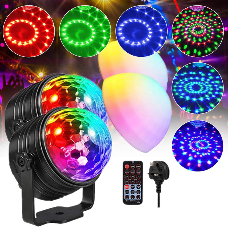 Disco Light, RGB LED Party Bulb with Mood Light Mode, DJ Sound Activated Strobe Lamp, Remote Control Crystal Ball Lights for Festival Birthday Party Bar Pub 2 Pack 2 Count (Pack of 1)