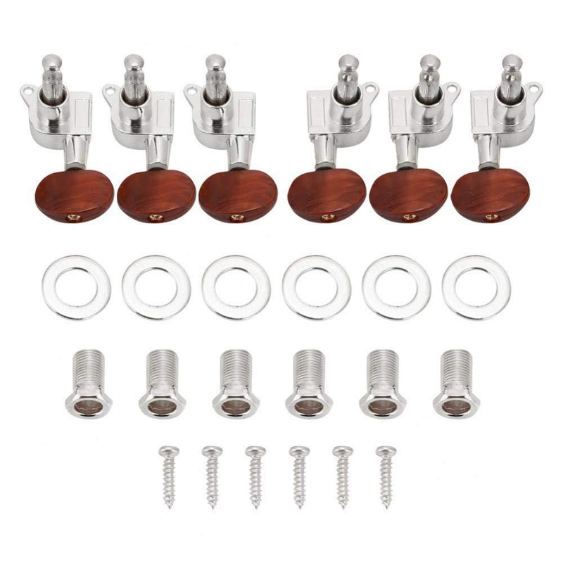 Guitar Machine Heads Knobs Acoustic Guitar String Tuning Pegs Tuner Machine Heads (3 for Left + 3 for Right) Silver