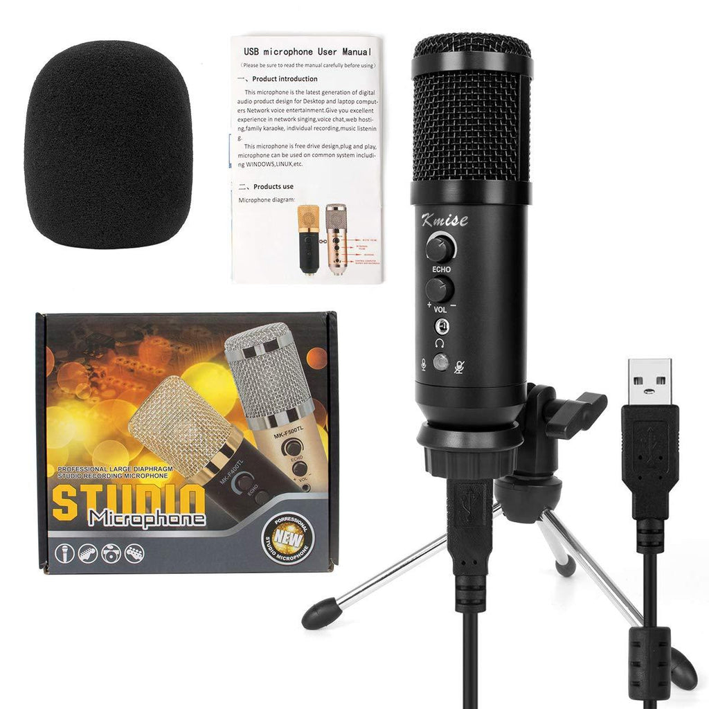 [AUSTRALIA] - Kmise USB Condenser Microphone for Window&Mac,Multipurpose mic for Gaming Recording Broadcast with Adjustable mic Stand (Black) Black 