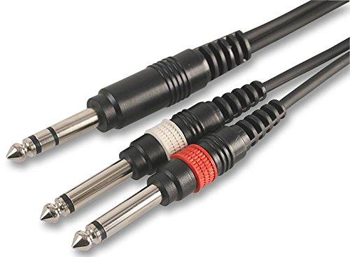 Pulse PLS00134 6.35 mm (1/4 Inches) Stereo Jack to 2x Mono Jack Plugs Lead, 3m, Black