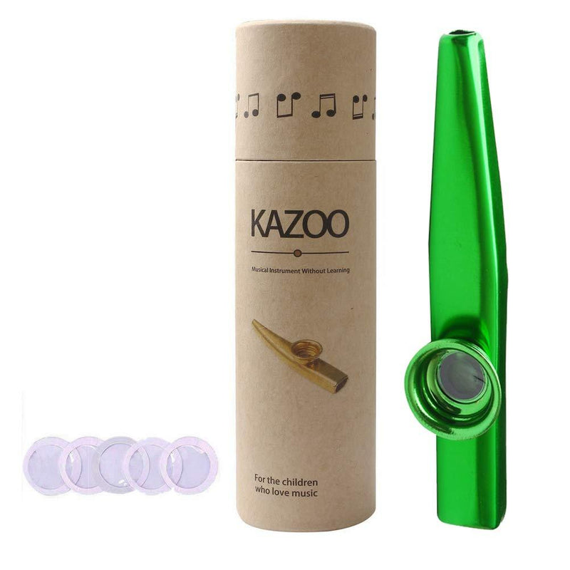 Metal Kazoo and 5 Membrane Flute Diaphragm, Aluminum Alloy Kazoo with Vintage Gift Box, Good for Kids, Music Beginner