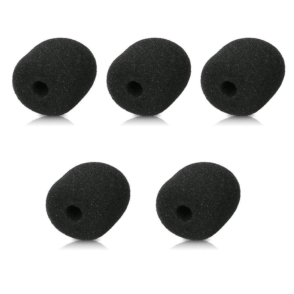 kwmobile Microphone Foam Covers (Set of 5) - 3x3.3x0.8 cm Windscreen Protective Pop Filter Pack for Microphones - Black 3x3,3x0,8