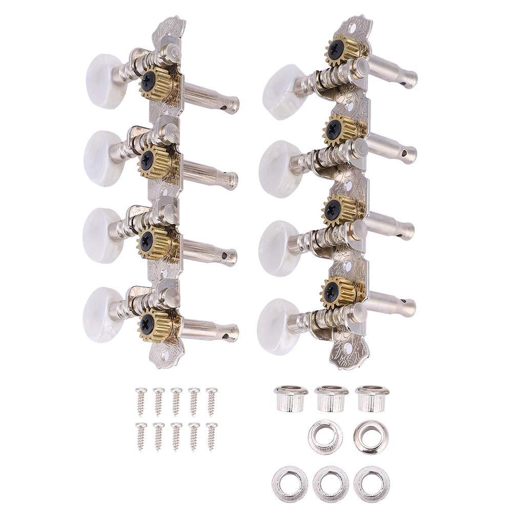 Alomejor Mandolin Tuning Pegs Mandolin Guitar Machine Heads 4L4R White Round Buttons Tuning Pegs for Mandolin