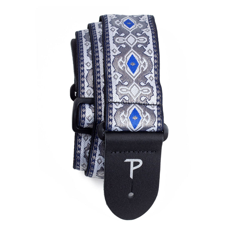 Perri’s Leathers Ltd. - Guitar Strap - Nylon - Jacquard - Adjustable - for Acoustic/Bass/Electric Guitars - Made in Canada Royal Silver