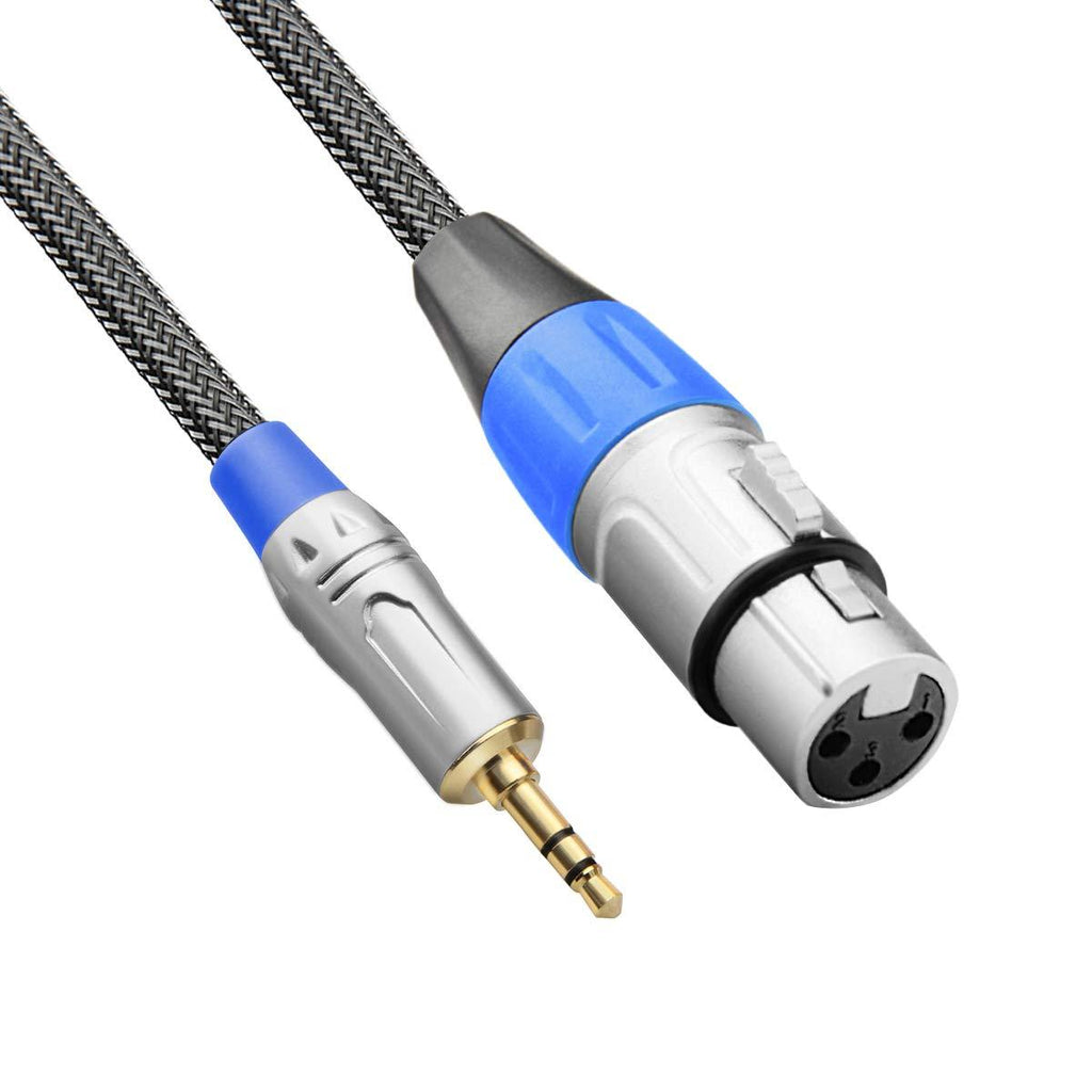 TISINO XLR to 3.5mm Mini Jack Microphone Cable, Nylon Braid Unbalanced XLR Female to 1/8" Mic Lead for Camcorders, DSLR Cameras, Computer Recording Device and More - 3m