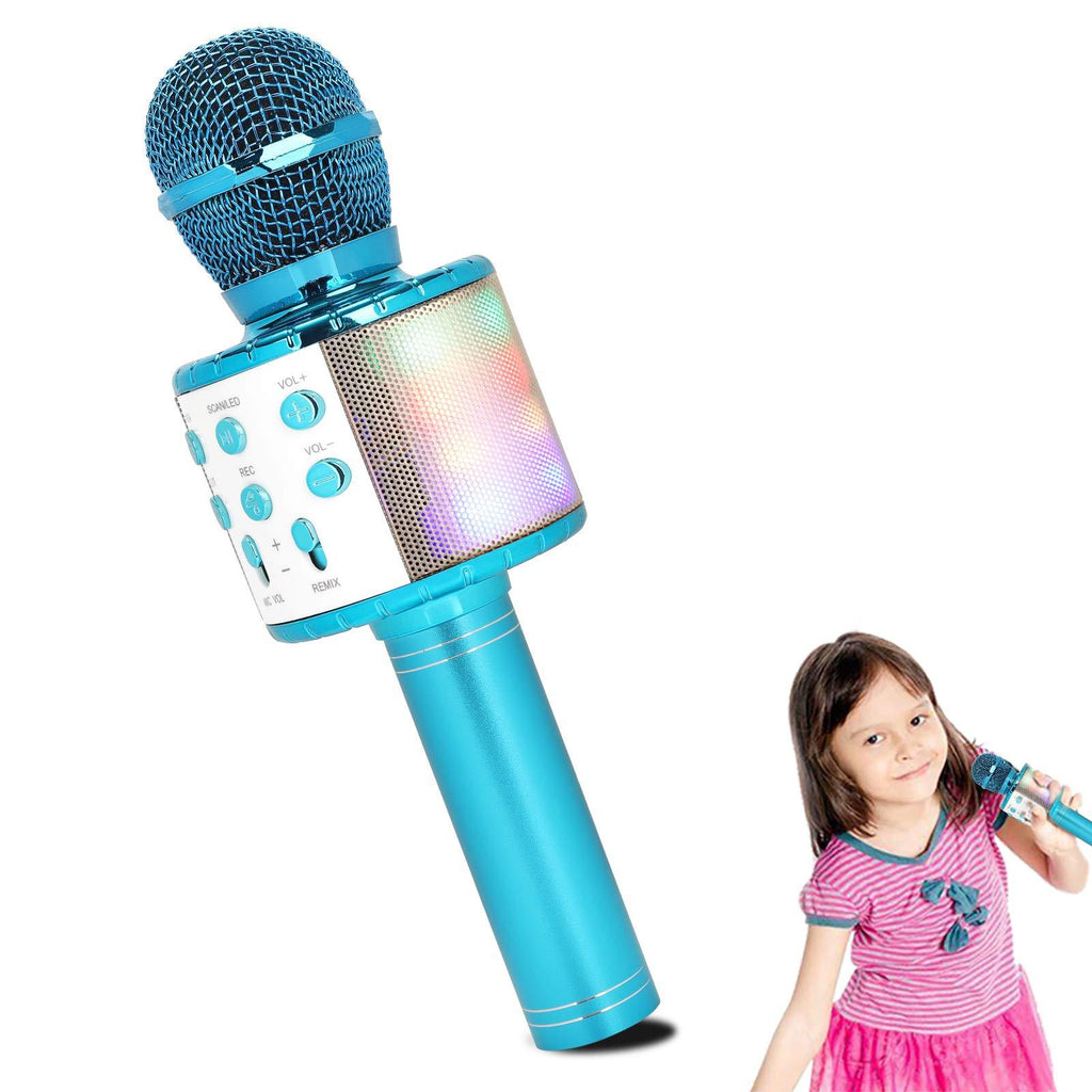 HALOVIE Kids Microphone Bluetooth Wireless Microphone Handheld Speaker Karaoke Equipment for Home KTV Player Party Singing Birthday Christmas Gifts for Girl Boy Blue