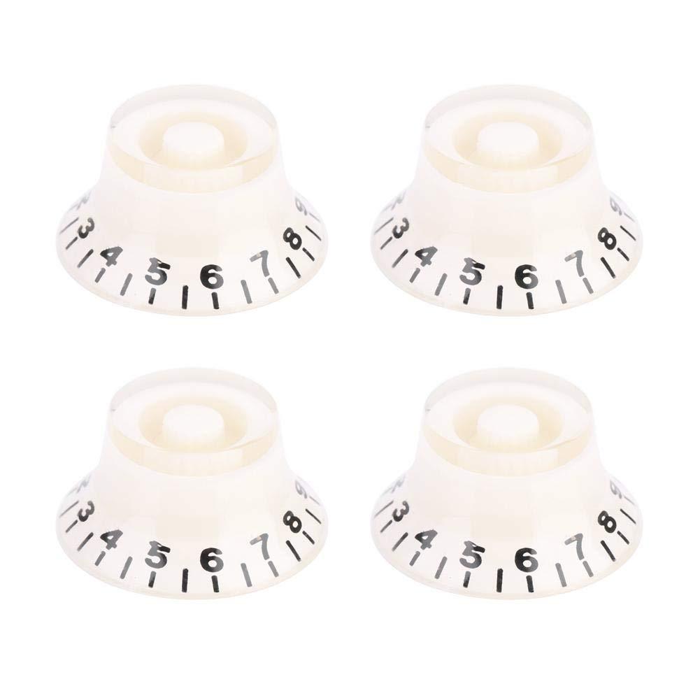 Alomejor 4 PCS Volume Control Knobs Guitar Speed Tone Knobs AMP Effect Pedal Control Knobs for Guitar Bass Part White+Black