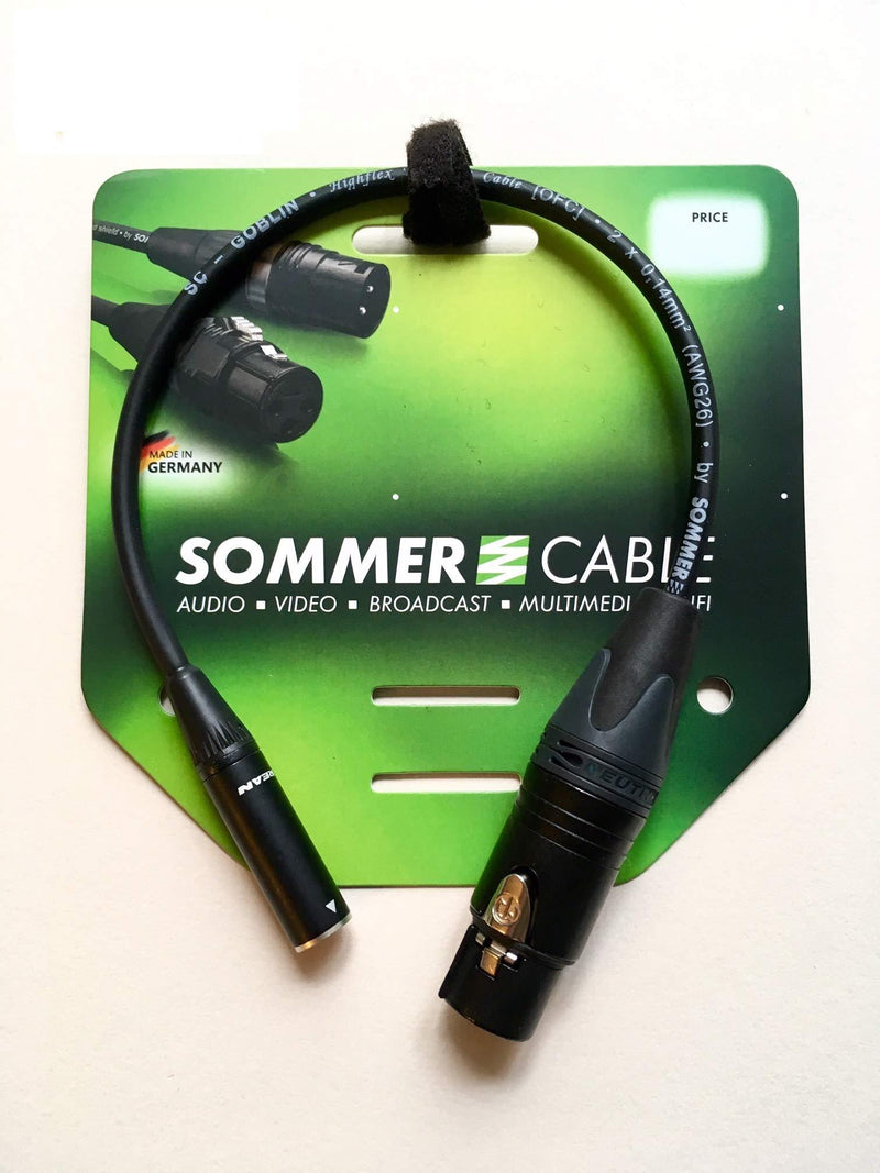 Sommer Cable SC Goblin Audio Adapter Mini XLR Male 3 Rean / XLR Female 3 Neutrik NC3FXX-BAG, for Camera Blackmagic Pocket, Video Assist 4K - 1m Black - Made in Germany by Sommer