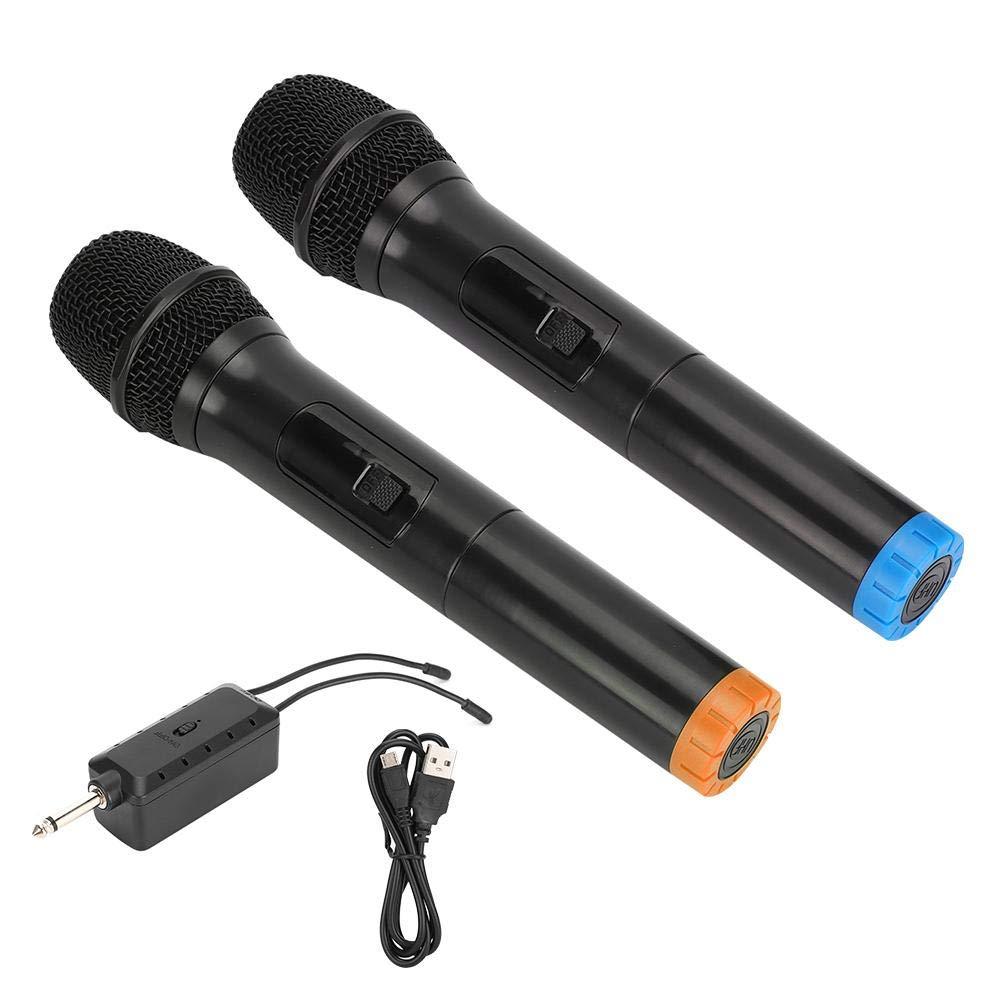 Wireless Microphone, UHF Wireless Dual Handheld Dynamic Mic System Set with Rechargeable Receiver reception up to 50M for Karaoke, Singing, Church, Meeting, etc.