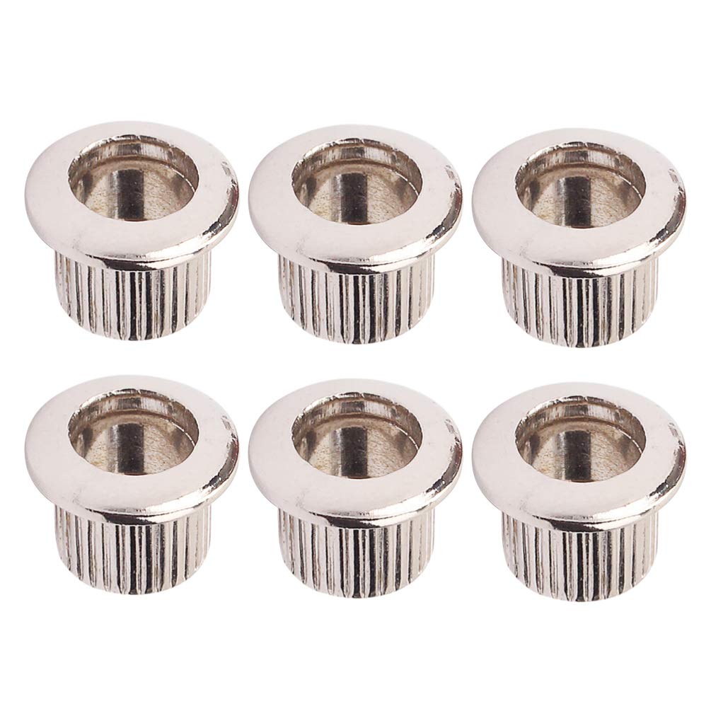 Milisten 6pcs Guitar String Mounting Ferrules Tuner Machine Heads Through Body Mounts String Caps for Electric Guitar Replacement Repair Parts Silver