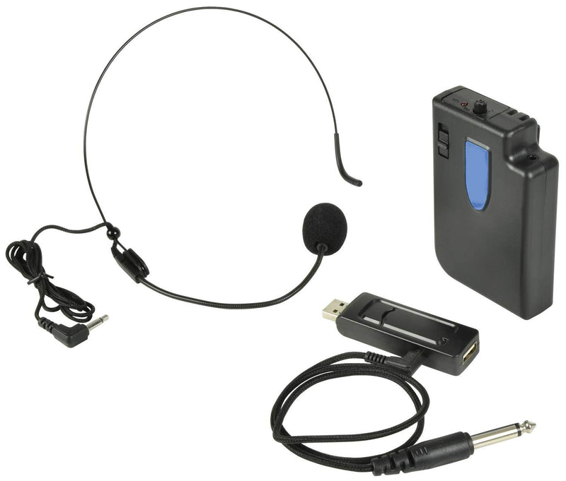 QTX |Compact Wireless Headband Microphone System With Beltpack Transmitter & Plug Through USB Receiver | UHF 864.8MHz Frequency 864.8MHz
