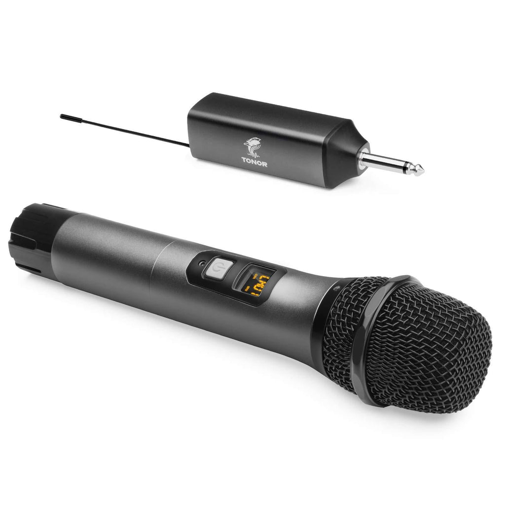 Wireless Microphone, TONOR UHF Metal Cordless Handheld Mic System with Rechargeable Receiver, 1/4” Output for Amplifier, PA System, Singing Karaoke Machine, 200ft (TW-620)