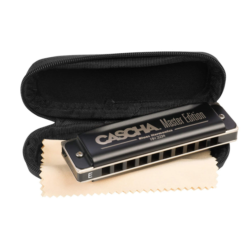 CASCHA Master Edition Blues Harmonica, high-quality harmonica in E-major with soft case and care cloth, blues organ