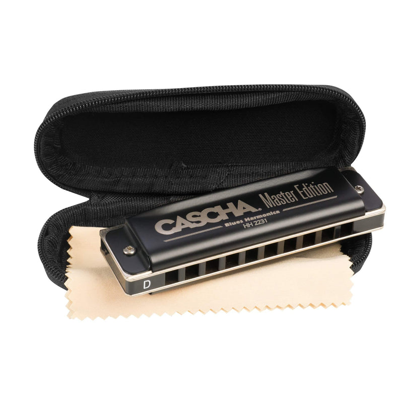 CASCHA Master Edition Blues Harmonica, high-quality harmonica in D-major with soft case and care cloth, blues organ