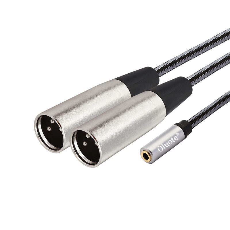 Oluote TRS 3.5mm Female Stereo Jack to Dual XLR Male Cable, Breakout Interconnect And Patch Cable (0.3M) 3.5mm Female to Dual XLR Male