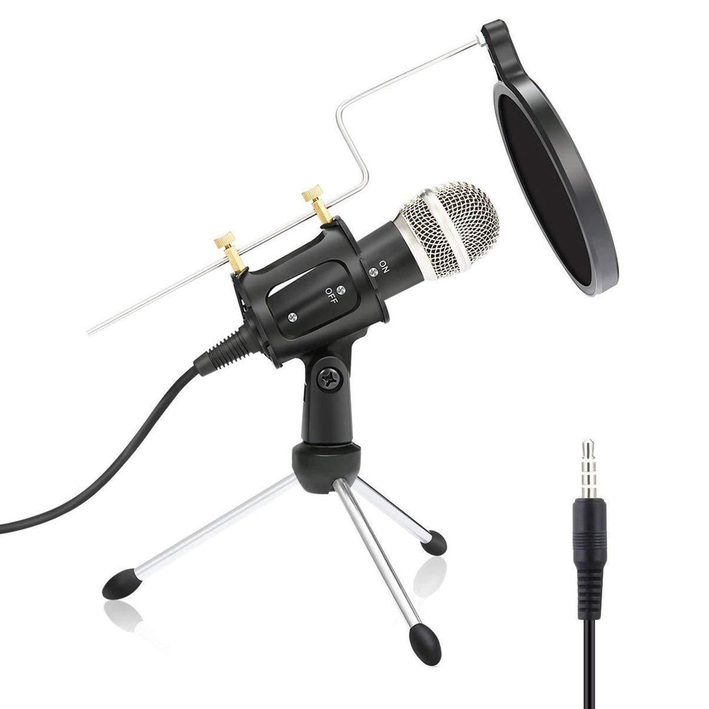 GeekerChip Omnidirectional Condenser PC Microphone,3.5mm Microphone for Interview/Video Conferencing/Podcast/Voice Dictation Recording