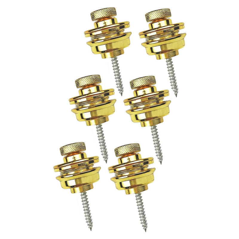 POFET 6pcs Guitar Strap Locks Guitar Strap Buttons Metal Straplocks Anti-stripping Quick Release Bass Locks with Mounting Screws for Electric Acoustic Guitar Replacement Golden 3#
