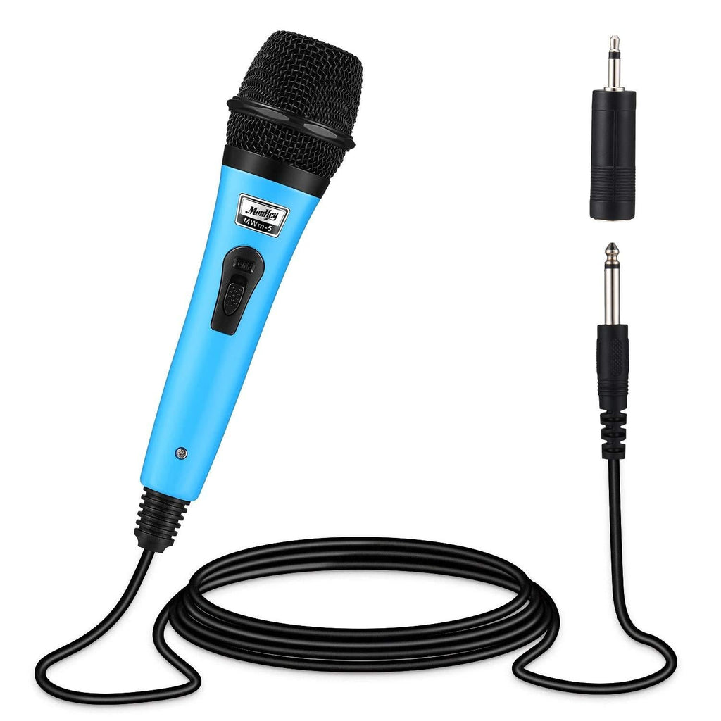 Moukey Dynamic Wired Karaoke Microphone Metal Handheld Mic with 13ft XLR Cable for Karaoke Singing, MWm-5 Blue