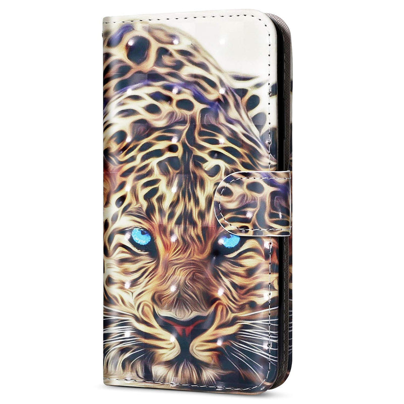 QPOLLY PU Leather Case Compatible with Huawei P10 Lite with Cute Animal Design leopard