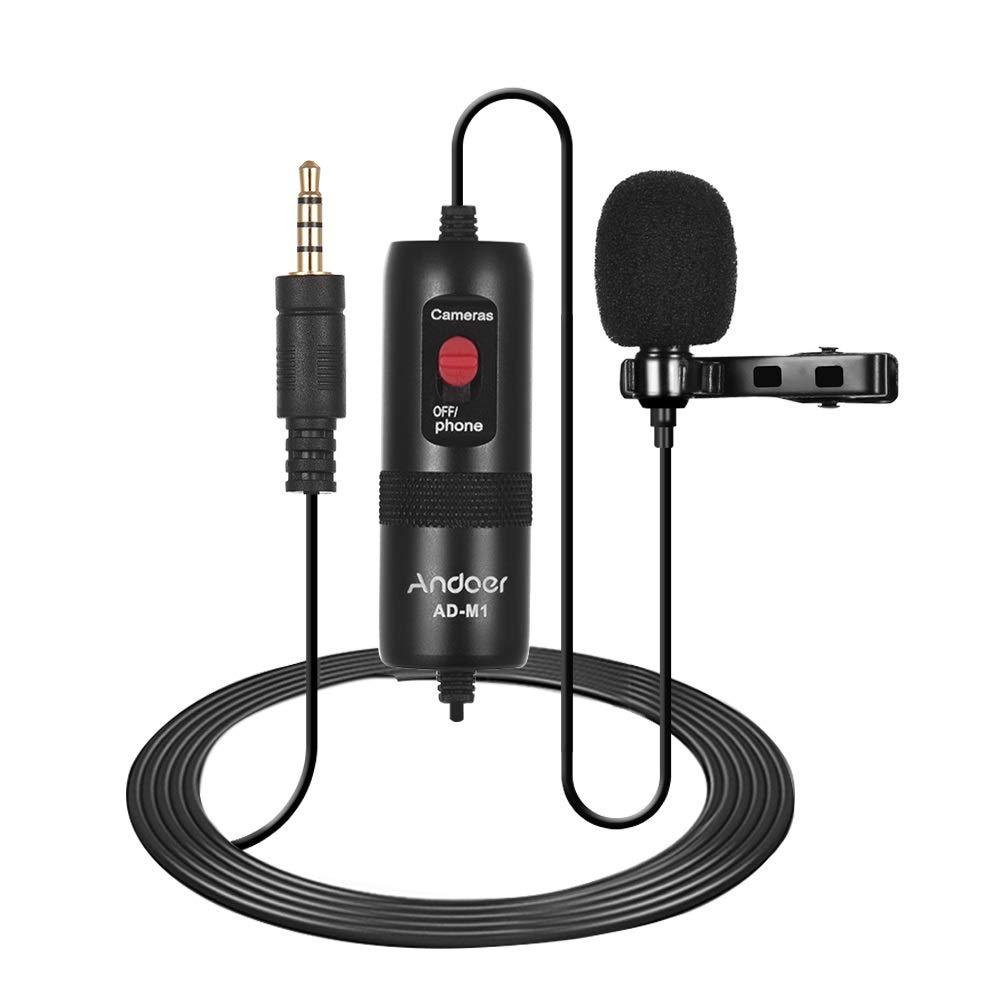 Condenser Microphone, Clip-On Microphone for DSLR Camera/Smartphone/Camcorder/Audio Recorders - Black，for Camera Phones Video Audio Recorder Gaming Meeting