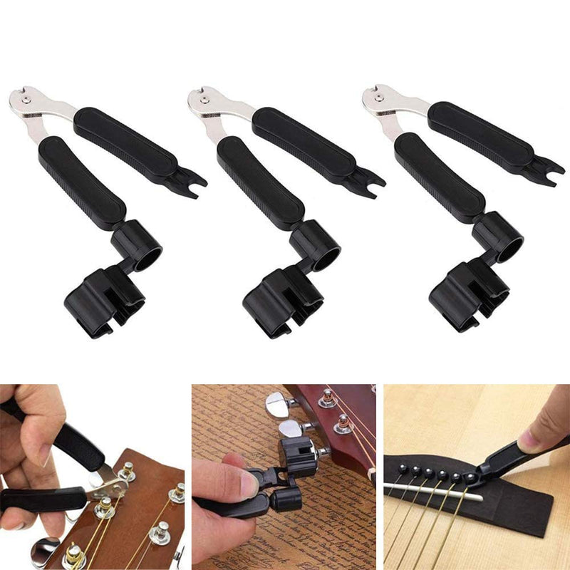 3Pcs Guitar String Winders String Cutters and Pin Pullers Multifunctional 3-In-1 Guitar Repairing and Adjustment Tool