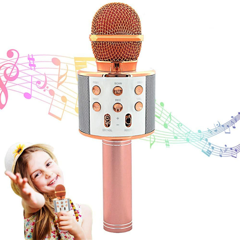 Wireless Bluetooth Karaoke Microphone Machine,Portable Handheld Karaoke Bluetooth Handheld Karaoke Speaker Player Machine for Kids Adults Girl Boy Home KTV Party for Android/Pc (Rose Gold)