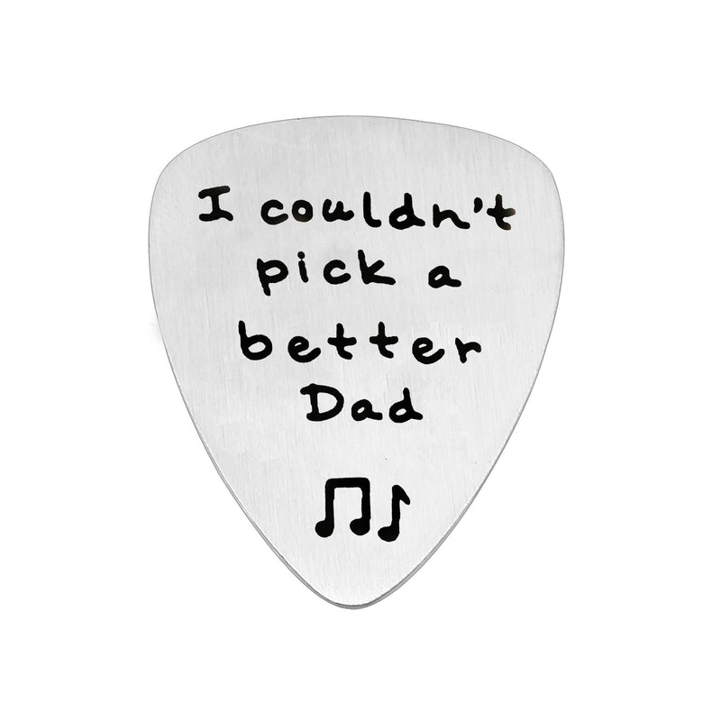 I Couldn't Pick A Better Dad Silver Musical Note Guitar Bass Picks Holder Fathers Day Gift From Son Daughter