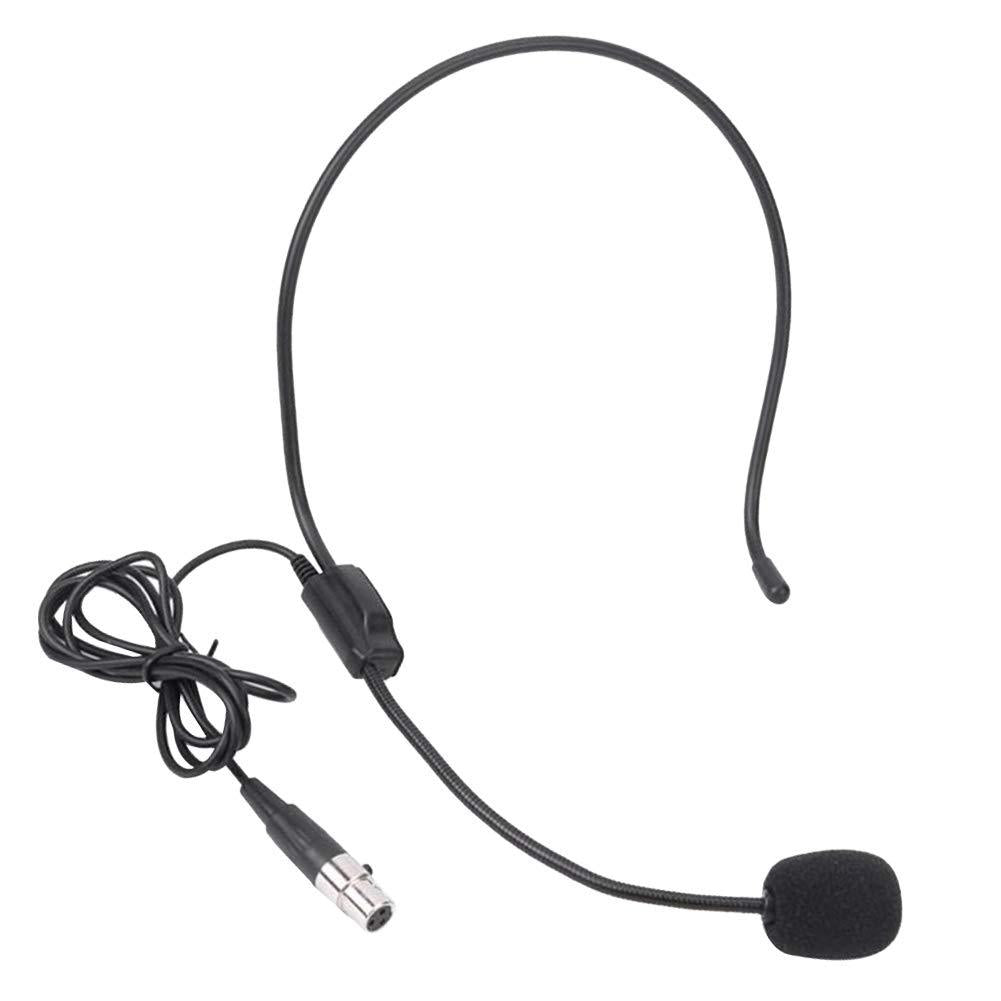 Headset Condenser Microphone with Microphone,3 Pins Mini Over Ear Omnidirectional Head Mic TA3F Plug,Hands Free Head Wear Headset Studio Microphone Black