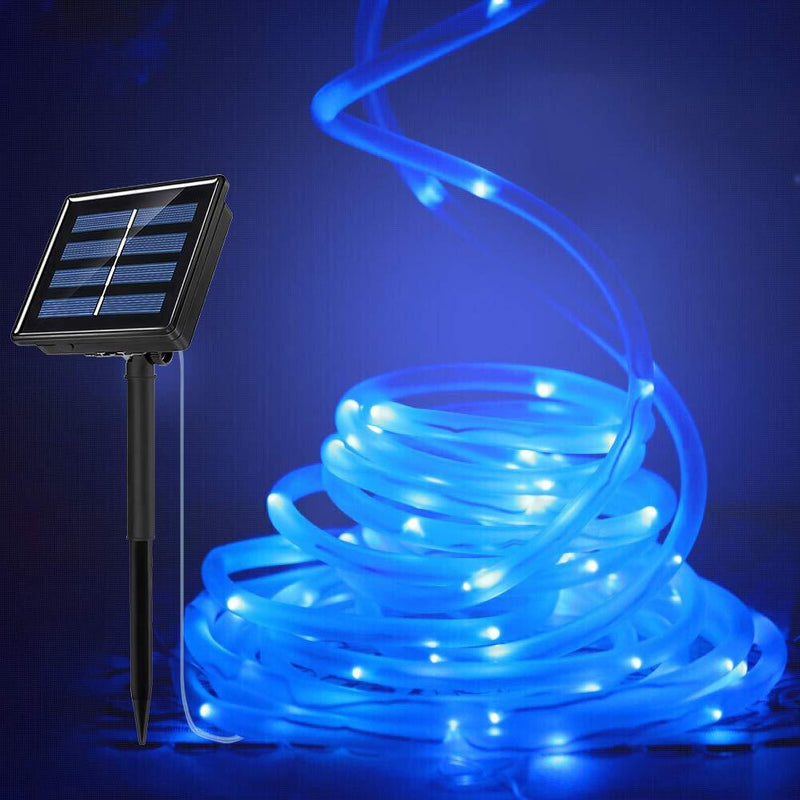E-thinker 66ft Solar LED Rope Lights Garden 200LED Waterproof Solar String Tube Light Outdoor Decoration Christmas Lamp Wedding Party Tree Xmas (Blue) Blue