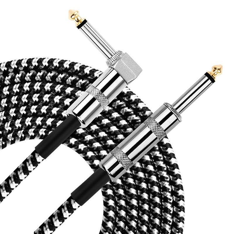 Guitar Lead Cable, XCOZU 6.35mm 1/4" Male to Male Guitar Instrument Cable Jack Lead with Nylon Braid, 3m Straight & L Shape Plug Mono Audio Cable for Electric Bass Guitar Amplifier Keyboard