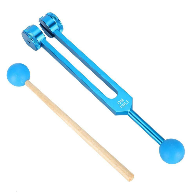 Canyita Tuning Fork, Non-Magnetic Aluminum Alloy 136.1Hz Yoga Tuning Fork With Massage Hammer, Suitable For Yoga Exercise And Massage At Home