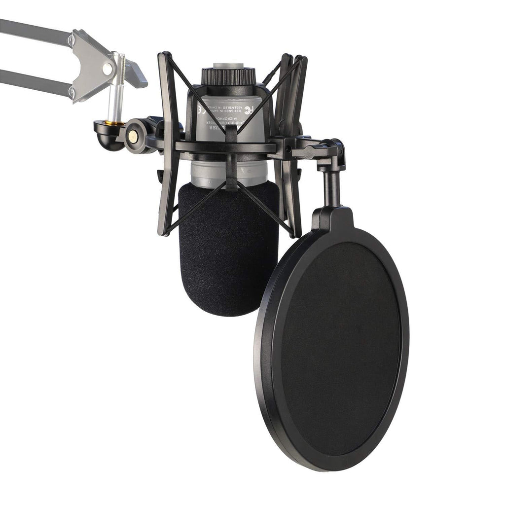 Professional AT2020 Shock Mount with Foam Windscreen, Pop Filter with Shockmount Reduces Vibration Noise and Improve Recording Quality for AT2020USB+ Condenser Mic by YOUSHARES